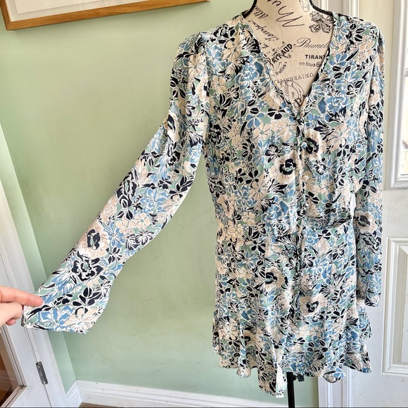 NWT Veronica Beard Blue Riggins Floral Silk Dress 6 - Picture 6 of 9